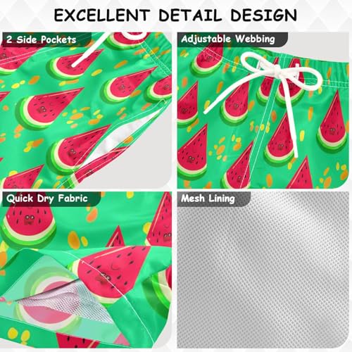 Boys Trunks, Anti-Chafe Swim Trunks Boys 2 T, Cute Watermelon Slice Green3