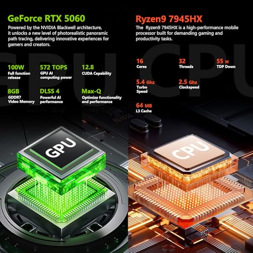 Image of Thunderobot Radiant 16S R9 5060 300Hz Gaming Laptop, 16 inch QHD+ 2.5K, AMD Ryzen 9 7945HX, GeForce RTX 5060, up to 300Hz Hummingbird Display, 32GB DDR5, 1TB SSD, RGB Backlit KB, Wi-Fi 6, Win 11 Home