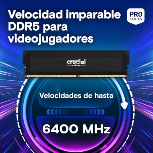 Crucial Pro RAM DDR5 32GB (2x16GB) 6000MHz CL36, Overclocking Gaming, Intel XMP 3.0 / AMD Expo, PC Memoria, Negro - CP2K16G60C36U5B - Imagen 3