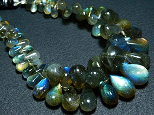 Labradorite sans imperfections de perçage en grosses gouttes lisses briolettes de 15-6mm
