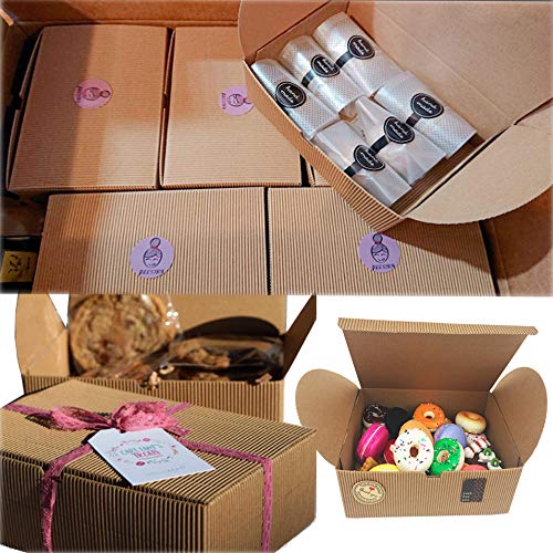 Chilly Treat Gift Boxes, Set of 10 Bakery Boxes Decorative Cupcake Cookies Chocolate Boxes, 37 Stickers Included