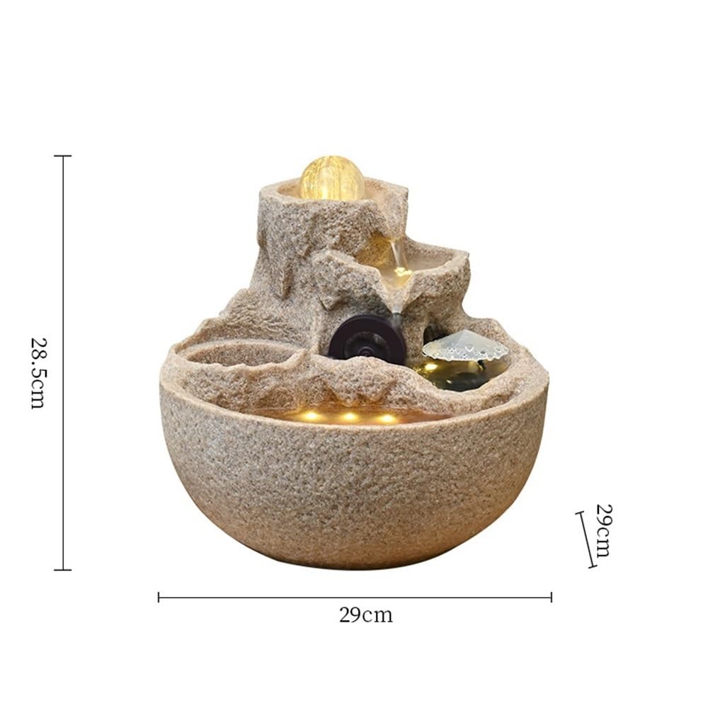 Escritorio de relajación Interior con rocalla, Cascada de Agua recirculante, Fuente, atracción de Riqueza, decoración