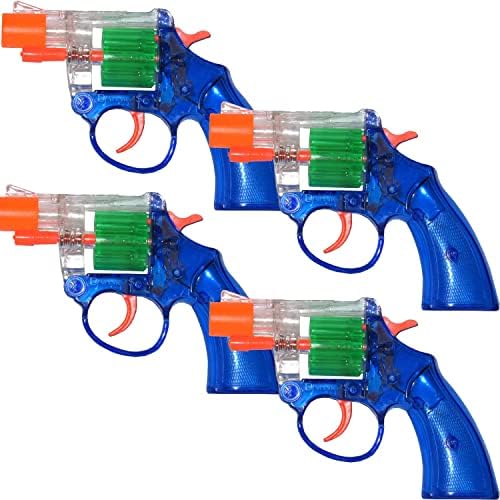 Cap Gun Toy Big Pop See-Thru Hot Shots Quality Plastic Great Bang Party Favors Supplies for Kids, Set of 4