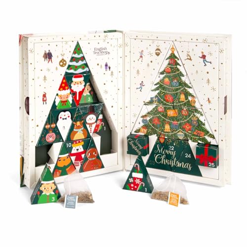 ETS - BIO Teebuch Tee Adventskalender, 24 x Chai, Früchtetee, Kräutertee & Highlights | Großer Buch-Adventskalender mit kompostierbaren Pyramidenbeutel