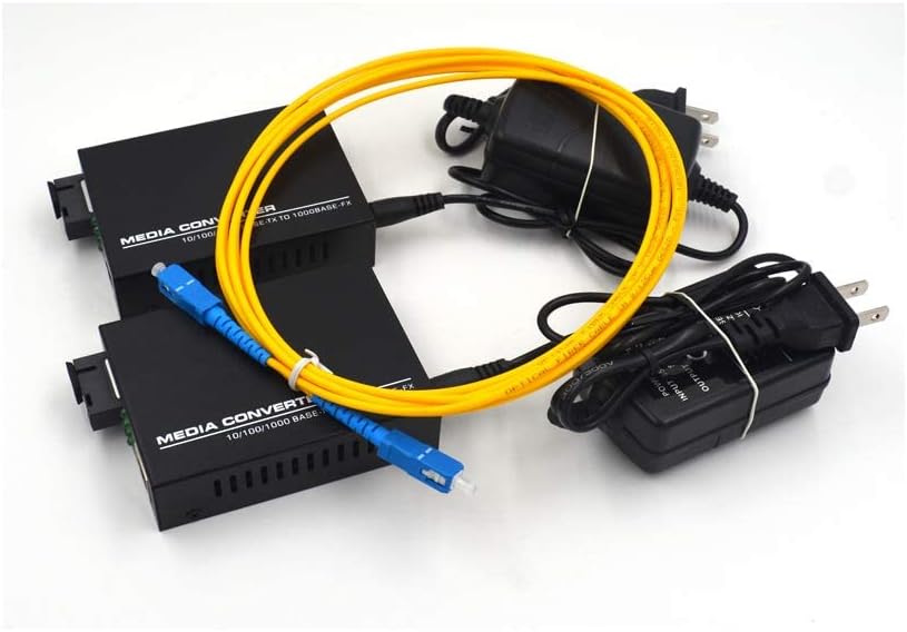 Gigabit Ethernet Fiber Media Converters, A Pair of 10/100/1000M RJ45 to 1000M Bi-Directional Single-Mode SC Fiber, up to 20Km(12.4mi)