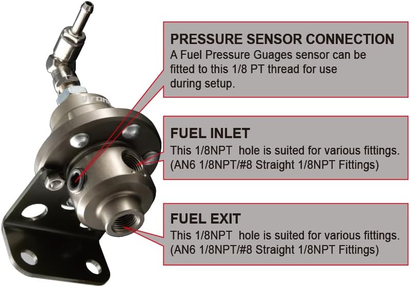 Tomei Fuel Pressure Regulator Type-S (Universal) - AN6 & #8 Fittings Included - Hard Anodized Adjustable Bypass Regulator. Not Compatible with E85 Ethanol Fuel.