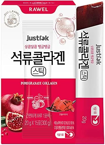 RAWEL Korea Beauty Anti-ageing Pomegranate Collagen Jelly Stick (20g*15pack) / with Vitamin C and Flavonoid / for Skin, Hair Growth, Strong Nails, & Joints / Collagen Supplement for Man and Woman