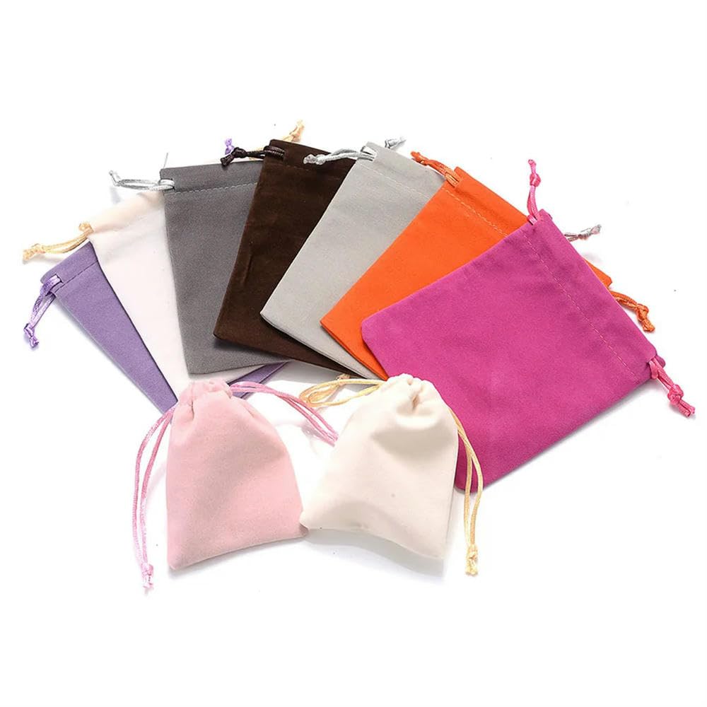 Pochettes à bijoux, Lot de 50 pochettes en velours avec cordon serrage for bijoux et cadeaux(Style 9,5x7cm)