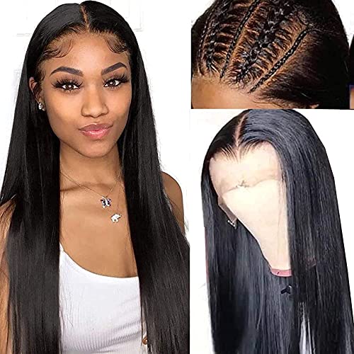 HD Transparent Lace Front Wigs Human Hair,13x4 Straight Lace Frontal Wigs Human Hair Pre Plucked with Baby Hair, Glueless Human Hair Wigs for Black Women,150% Density Brazilian Real Hair Natural eless Brazilian Straight Human Hair Wigs For Black Wome