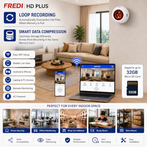 Image of FREDI HD PLUS 1080P Hidden Camera WiFi Bulb Holder Camera with Audio & Video Recorder, Motion Detection, Remote Monitoring, SD Card Support up to 32GB, Indoor Spy Camera for Home & Office, iWFCam App