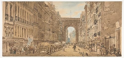 Poster Vue de la porte St Denis par Girtin impression sur toile decoration salon 60x90cm