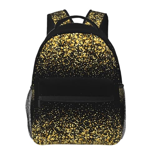Gold Bling Shinning Lightweight Backpack Travel Casual Bags for Women or Men 15.7 Inches