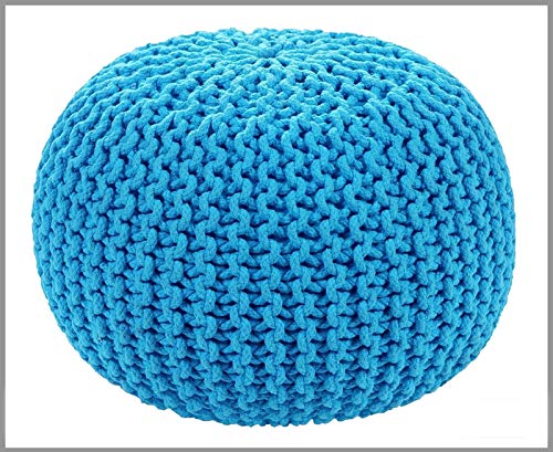 Home Sweet Home UK Large 100% Cotton Chunky Knitted Round Pouffe Foot Stool Ottoman