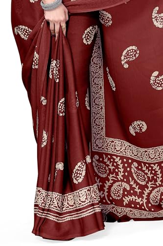 Image of MIRCHI FASHION Women Sari Georgette Plain | Breathable Lightweight Solid Color Saree for Office and Regular Wear with Blouse Piece