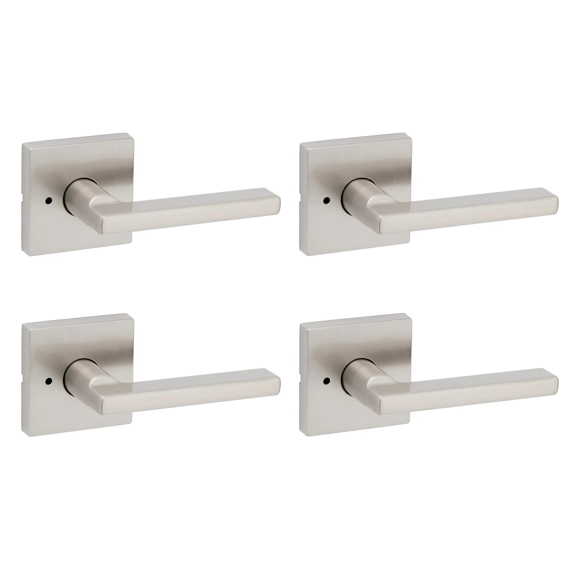Poignée de porte pour salle de bain et chambre, levier nickel satiné Halifax