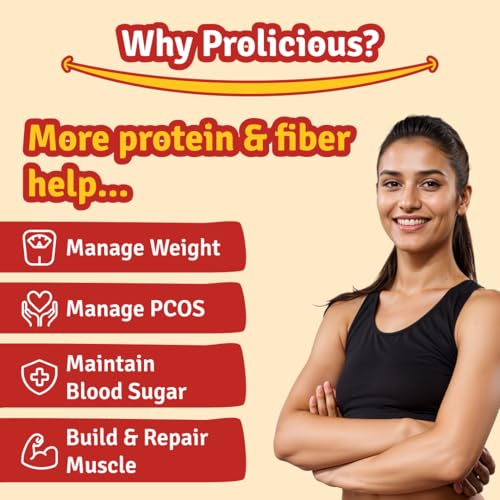 Image of Prolicious High Protein High Fiber No Salt Masala Mania Thins| No Plam Oil | Saltfree | Ideal for weightloss & PCOS | Healthy Snack | Single Pack 50g