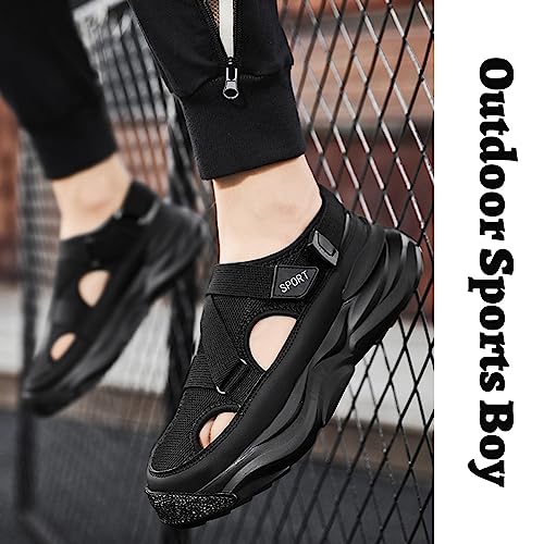 AUNTHUI Men's Outdoor Non-Slip Breathable Mesh Sports Sandals,Closed Toe Anti-Collision Toe Casual Beach Fisherman Sandals,Summer Walking Leisure Hiking Driving Platform Sandals3