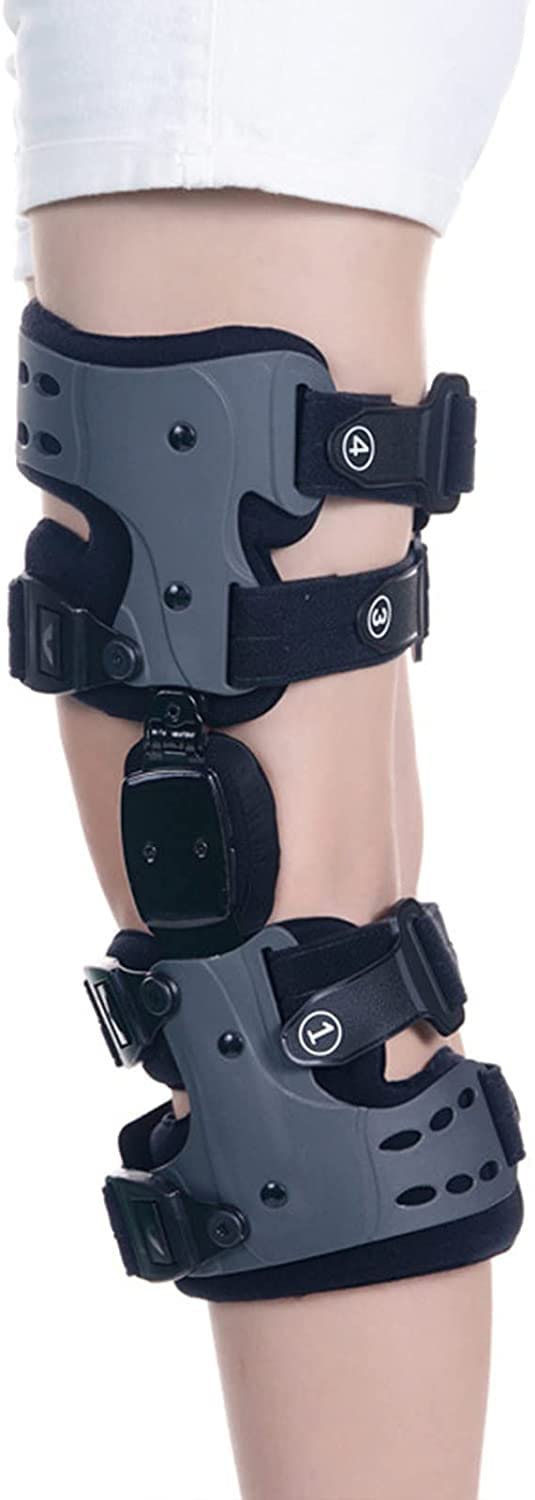 Rodilleras menisco y ligamento para Artritis Lesión de soporte de soporte de la rodilla ajustable a las bisagras - Estabilizador de ortesis - Soporte de recuperación ajustable de tamaño único for el o