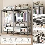 Heavy Duty Clothing Rack with Oxford Fabric Cover, Portable Closet Wardrobe with Hanging Rods, Freestanding Wardrobe, Metal Closet Rack for Hanging Clothes (Door Design, 49.2‘’/125cm) - Image 4