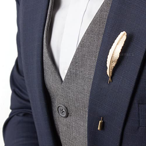 Image of VIBHAVARI Gold Brooch Lapel Pin for Men, Combo Pack of 3