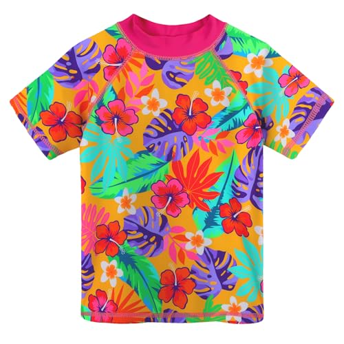 Image of Girls Two Piece Swimsuit Floral UPF 50+ Rash Guard Set Kids Beach Swimwear
