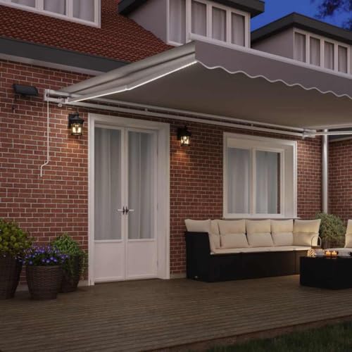 Auvent rétractable gris clair couverture extérieure flexible terrasse acier 5m