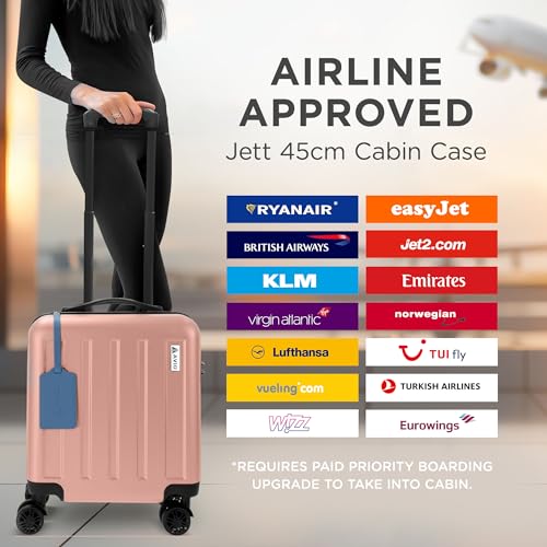 AVIO Jett 45cm Cabin Suitcase – Lightweight Hard Shell Carry On Luggage with 4 Spinner Wheels, Telescopic Handle & 3-Digit Lock – Airline Approved Cabin Bag - Image 5