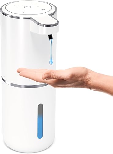 Miniatura 12 de Paquete de 2 dispensadores automáticos de jabón espumoso, dispensador de jabón espumoso sin contacto, 12.8 onzas recargable montado en la pared