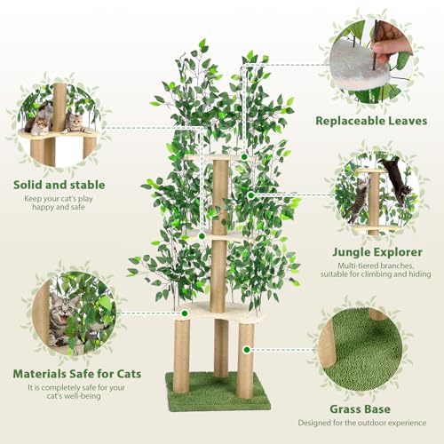 Arbre à chat de salon avec feuillage pour grand chat d'intérieur