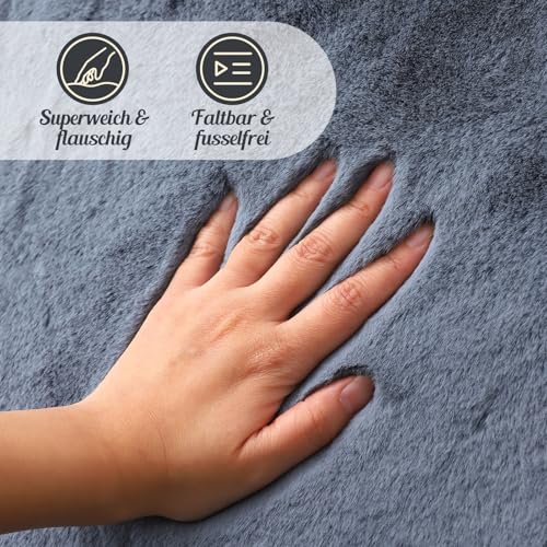 FeinKulturia Teppich Rund 60 cm, Waschbare Hochflor Kaninchenfellimitat Teppiche, Flauschig EIN Weicher Rutschfester Teppich für Wohnzimmer, Schlafzimmer und Kinderzimmer, Pet Bed Mat