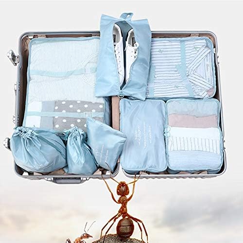 Split Underwear Storage Bag Set of 8pcs Luggage Organiser Waterproof Clothes Storage Bags Cubes Travel Organizers Luggage Compression Pouches Travel Sorting Bag Set (Color : Blue Size : Free Size) (G image 5