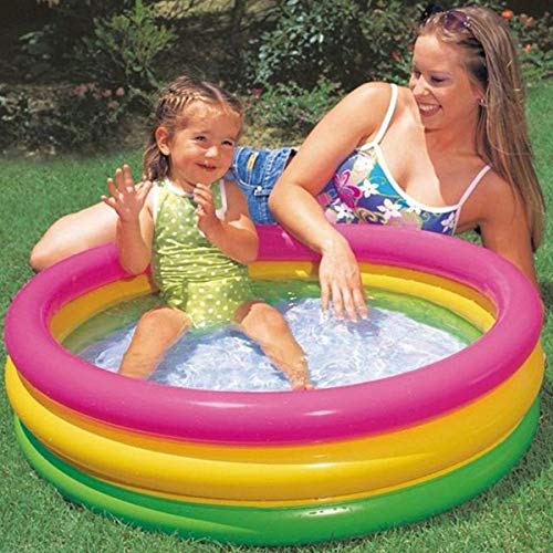 Image of Kids Inflatable Cartoon Swim Ring with Seat - Pink Baby Pool Float (Baby Pool Bath 2 feet)