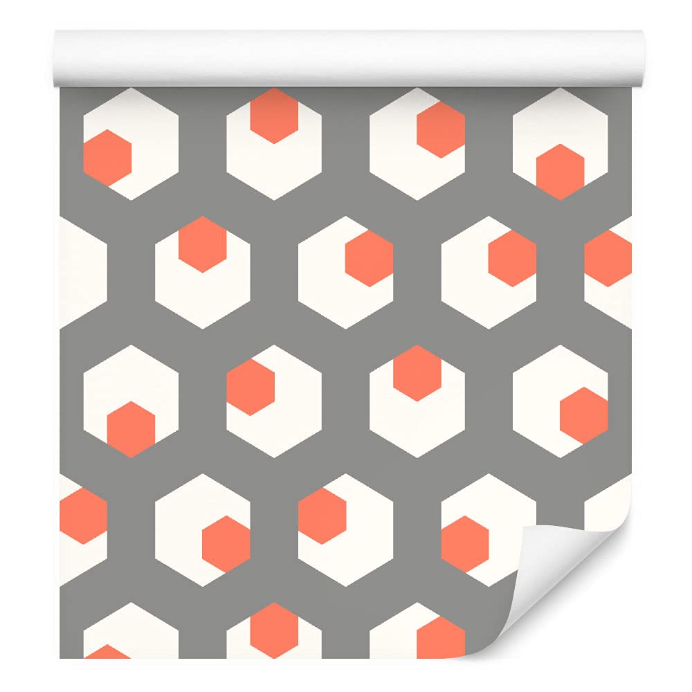 Muralo Tapeta 10 m rolka tapety z włókniny, sześciokątne, minimalistyczne, mozaika, wzór geometryczny, tapeta z włókniny, 1000 x 53 cm, tapeta ścienna, do salonu, sypialni, nowoczesna dekoracja