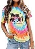 LUKYCILD Last Day of School Teacher Shirt: Women School Out for Summer Shirts Casual Short Sleeve Teacher Appreciation Gifts