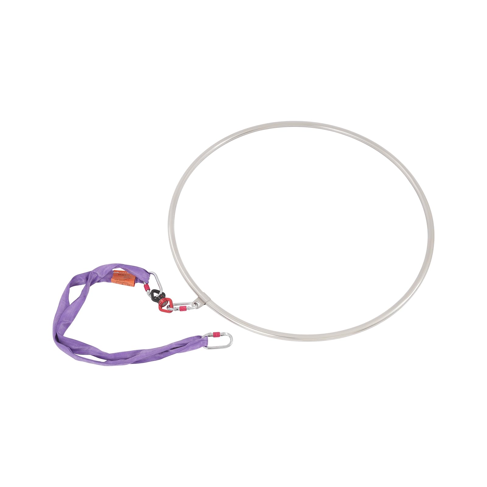 Aerial Hoop 95 cm aus Edelstahl, Einzelpunkt-Luftreifen mit 360° drehbarem Verbinder und Rundschlinge, für Yoga, Akrobatik & Zirkus, Silber+Lila