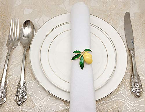 Allinlove Napkin Rings Set Of 4, Fruit Lemon Wedding Napkin Holder Ring Gold Napkin Buckle For Dinning Table Decor Summer Parties Holiday Daily Family Gathering Hotel Table Accessories (Yellow) #TOP6