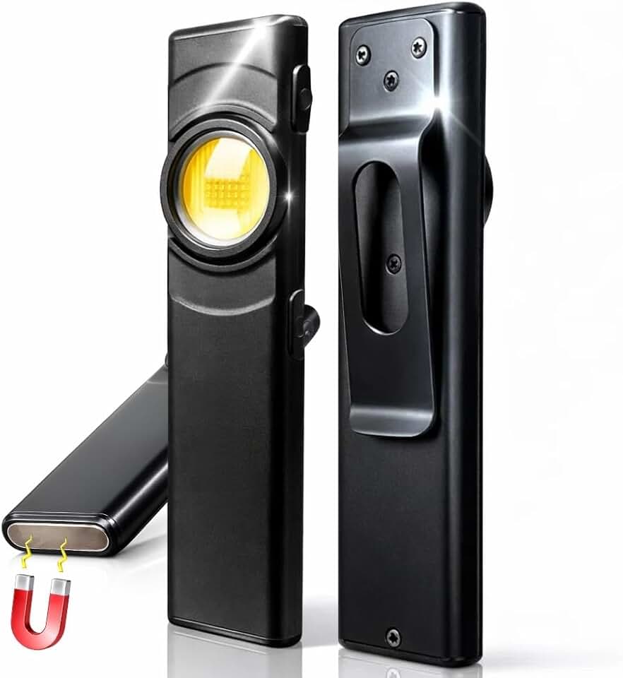 Lanterna de Bolso Recarregável Profissional LED COB - Fixação Magnética Forte e USB Embutido - Luz de Inspeção Portátil Potente com Clip para Mecânica, Oficina Automotiva, Eletricista e Emergência