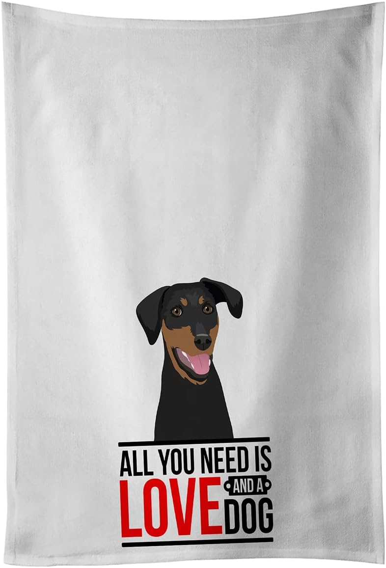 Caroline's Treasures WDK3619WTKT Doberman Pinscher Black and Rust Natural Ears #1 White Kitchen Towel Set of 2 Dish Towels Decorative Bathroom Hand Towel for Hand, Face, Hair, Yoga, Tea, Dishcloth, 1