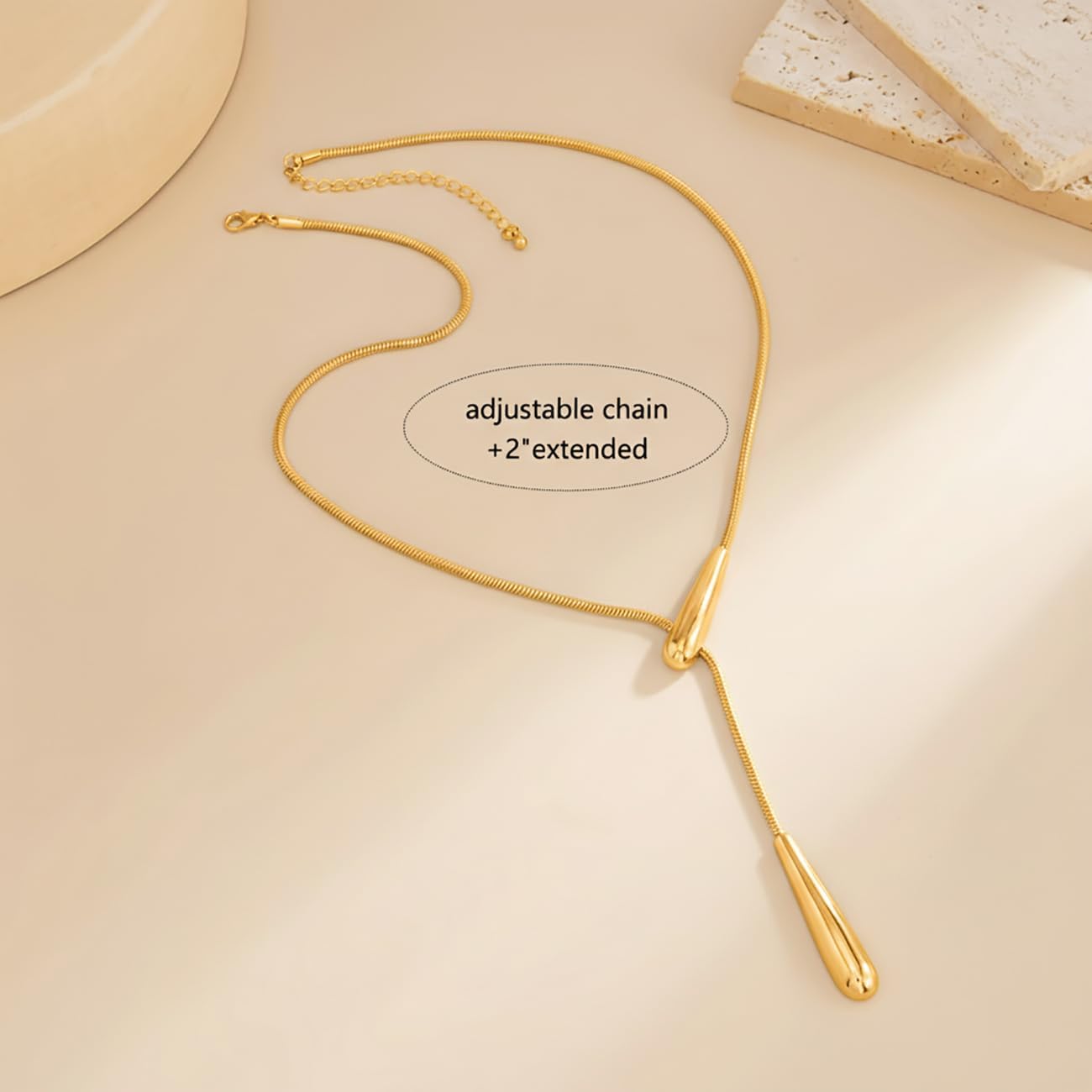 Gold Long Y Necklaces for Women, Trendy Dainty Lariat Chain Drop Pendant Adjustable Necklace 14k Gold Plated for Women Gold Silver Statement Jewelry Gift Non Tarnish