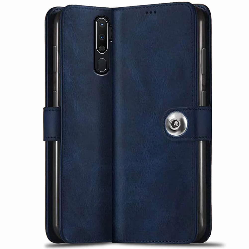 TheGiftKart Flip Back Cover Case for Oppo A5 2020 / A9 2020 | Genuine Leather Finish | Designer Button | Inbuilt Pockets & Stand | Flip Cover Back Case for Oppo A5 2020 / A9 2020 (Blue) (B09TVTC8MP) Amazon Price History, Amazon Price Tracker