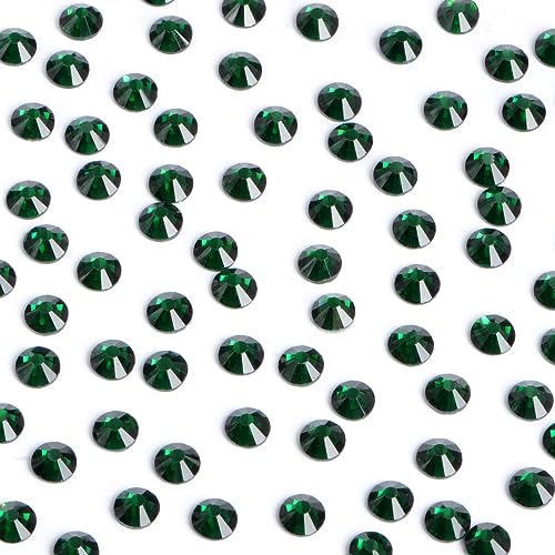 Image of Bymitel Hotfix Crystal Rhinestones Round Gems Iron on DIY Jewelry Making Flat Back for Crafts,Emerald, 6.3mm(SS30 /288pcs)