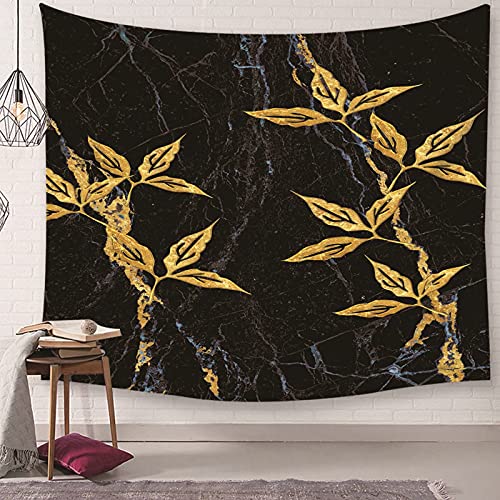 Tapiz de pared de poliéster de alta calidad en negro y dorado con hojas 3