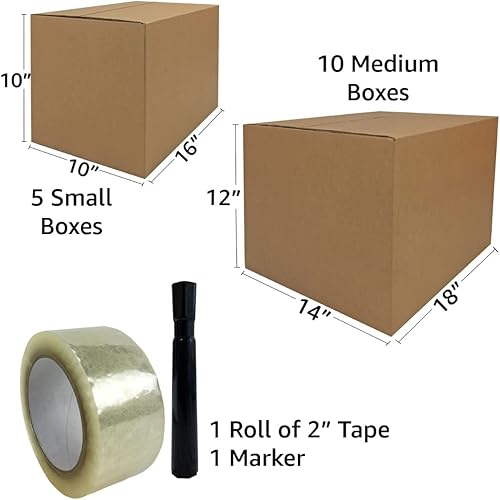 Miniatura 3 de UBOXES Brand kit de cajas para mudanza, 1 habitación, económicas, 15 cajas medianas y pequeñas y suministros de mudanza