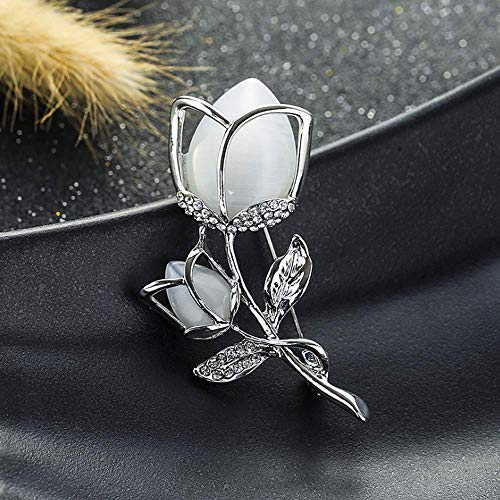 Image of Created Crystal Brooch Crystal Rhinestone Rose Flower Fashion Pin Gift Women Girls Rose Gold
