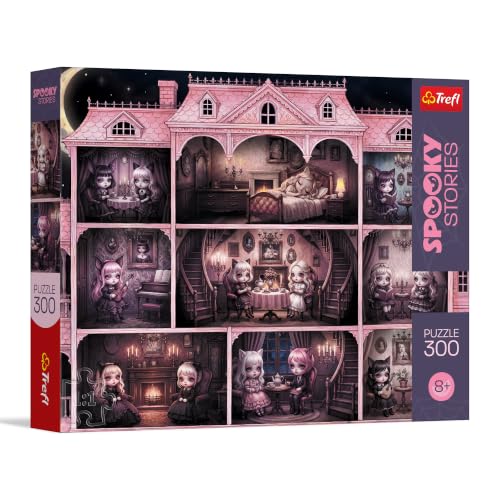 Trefl - Spooky Stories - À la tombée de la Nuit - Puzzle de 300 pièces - Puzzle coloré à l'atmosphère mystérieuse, Divertissement créatif, Amusement pour Les Enfants de 8 Ans et Plus