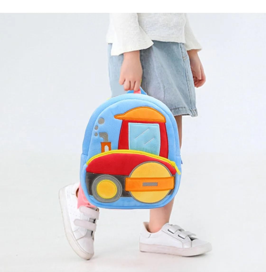 Frantic Colorful Kids School Bag | Spacious, Lightweight & Ideal for Nursery to Class 5 (Sky_Road_Roller_2026_B) 1