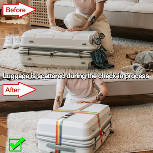 Image of Luggage Strap and Tag Set (4 Pack 2 Tags 2 Climbing Buckles) Keeps Cargo Safe with Adjustable Travel Packing Strap with A Packing Width of 2 Inches and A Length of 86.6 Inches (Blue)
