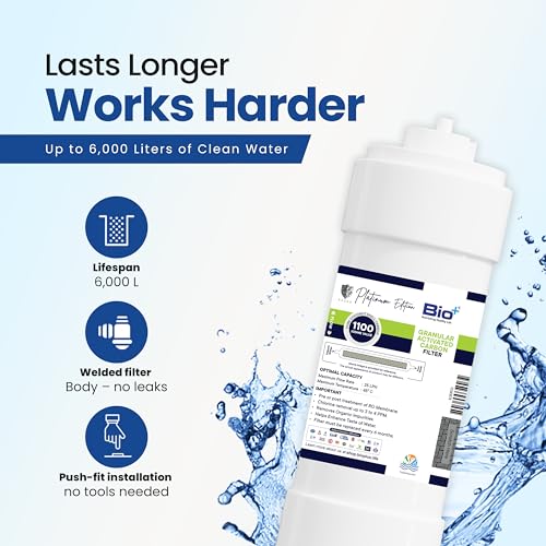 Image of Bio+ Granular Activated Carbon Filter 8 inch - 1100 Iodine Value - 4 Wash Activated Carbon - Superior Filtration for Purified Water - Remove Odors, Chemicals, and Impurities