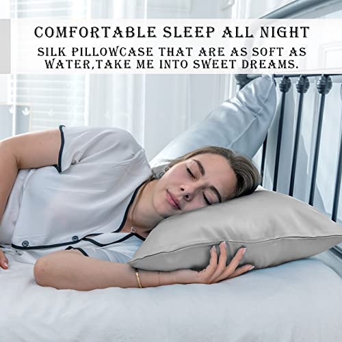 Silk Pillowcase for Hair and Skin,Soft,Breathable and Sliky 100% Queen Silk Pillow Case Set of 2,Both Sides Natural Mulberry Silk Pillowcases with Hidden Zipper(Queen Size 20"X 30",2pcs)