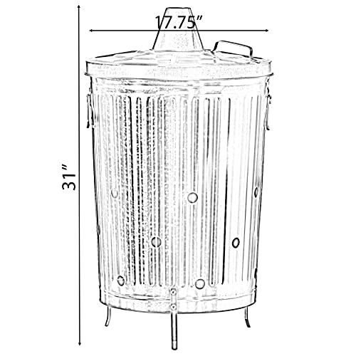 Gardenised QI004569 Silver Outdoor Galvanized Metal Garden Incinerator Can thumb #3